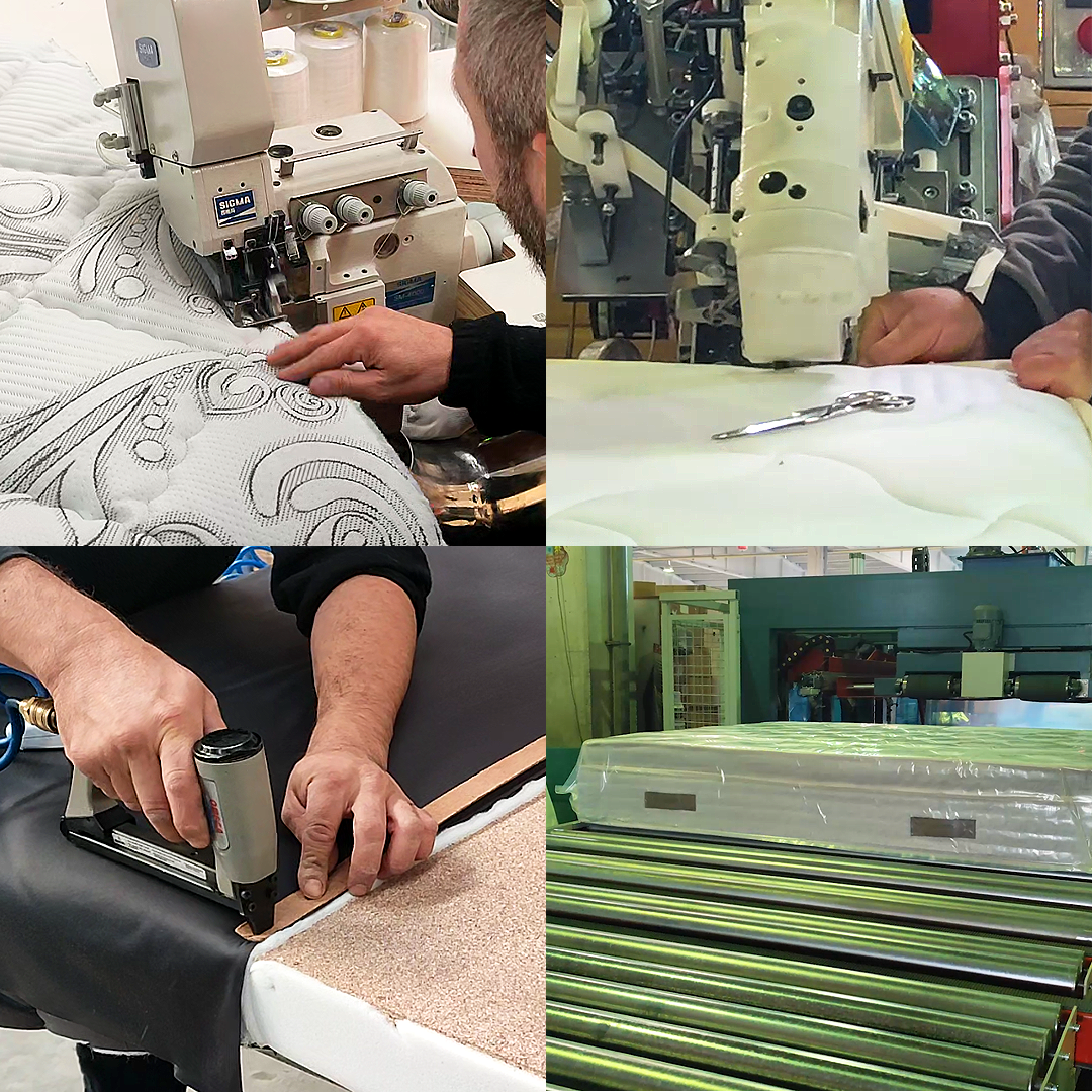 Factory floor quilting, sewing, upholstery stapling, and mattress compression at Berfa Group